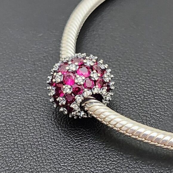 Pandora Pave Round Red Charm - Picture 2 of 4